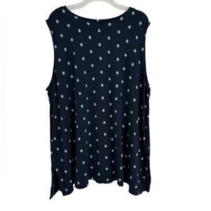 J. Jill Knit Wearever Tunic Top Women Size 4X Blue Floral Sleeveless Scoop neck